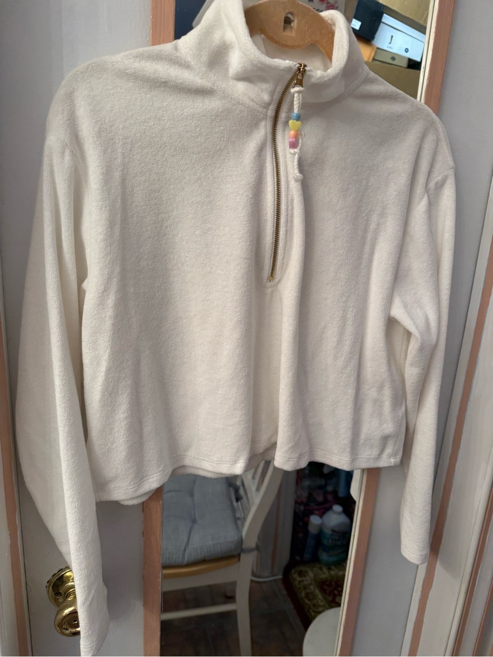 Stoney Clover Lane Cream Quarter-Zip Pullover with Bead Zip Pull